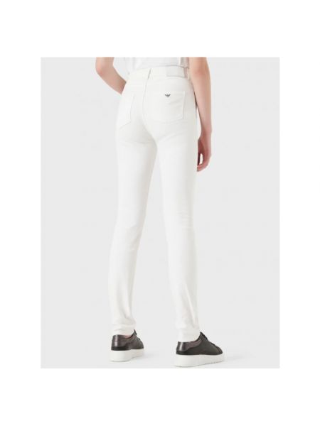 Vaqueros skinny ajustados de cintura alta de algodón Emporio Armani blanco