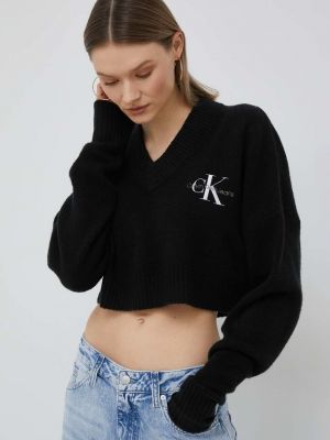 Вълнен жилетка Calvin Klein Jeans черно