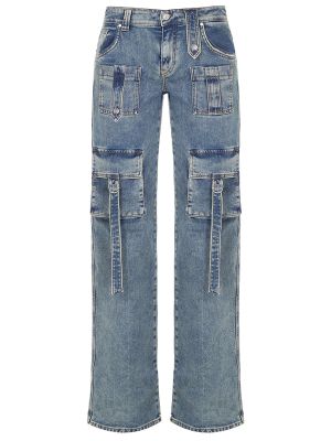 Хлопковые прямые джинсы Blumarine голубые