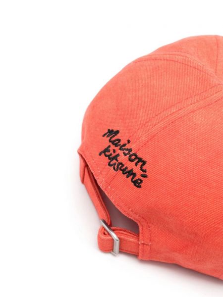 Geblümt cap mit stickerei aus baumwoll Maison Kitsuné orange