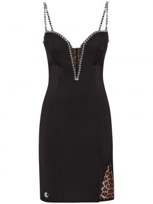Коктейлна рокля с кристали Philipp Plein черно
