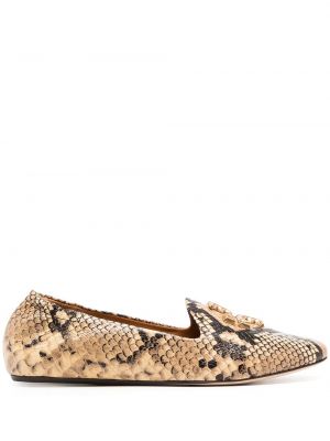 Skinn loafers med print Tory Burch hvit