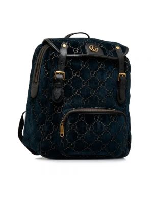 Aksamitny plecak Gucci Vintage niebieski