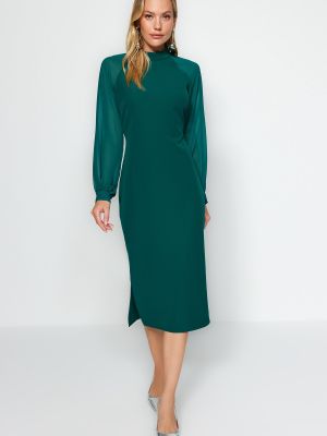 Pletené midi šaty so stojačikom Trendyol zelená