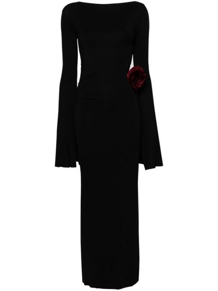 Květinové rovné šaty jersey Manuri černé