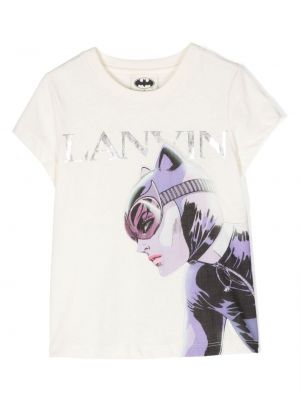 T-shirt di cotone con stampa Lanvin Enfant bianco