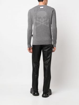 Sweter z wełny merino Philipp Plein szary