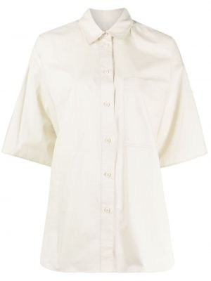 Памучна риза с висока талия Lee Mathews бяло