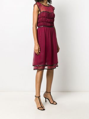 Průsvitné hedvábné šaty Chanel Pre-owned červené