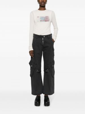 Bavlněné cargo kalhoty s kapsami Acne Studios šedé
