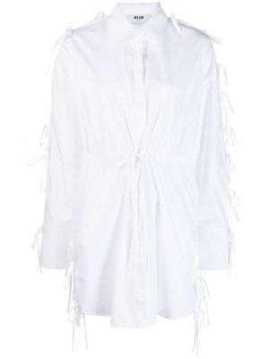 Sukienka koszulowa z kokardką Msgm biała