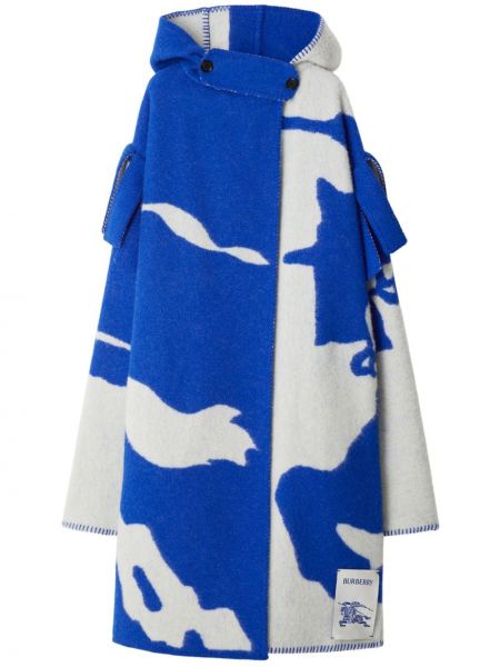 Μάλλινο παλτό Burberry μπλε