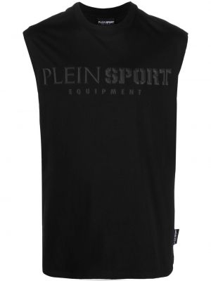 Риза с кръгло деколте Plein Sport черно