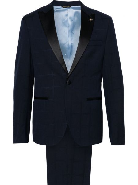 Kostkovaný oblek Manuel Ritz modrý