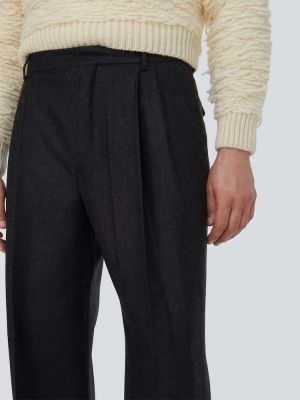 Pantaloni clasici de lână slim fit de flanelă Dries Van Noten gri