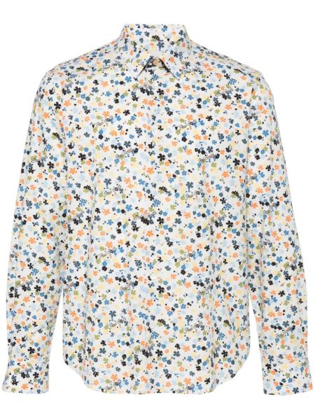 Chemise en coton à fleurs à imprimé Paul Smith blanc