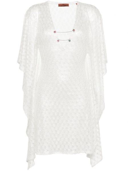 Φόρεμα με λαιμόκοψη v Missoni λευκό