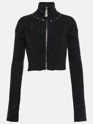 Cárdigan de lana de tela jersey Alessandra Rich negro