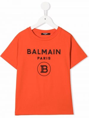 Trykt t-skjorte for jenter Balmain Kids oransje