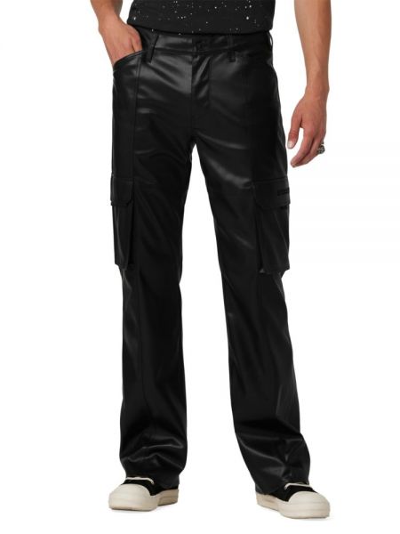 Черные кожаные брюки карго из искусственной кожи Hudson