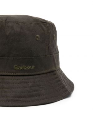 Medvilninis siuvinėtas kepurė Barbour žalia