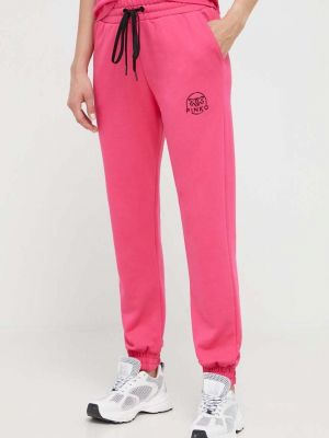 Różowe spodnie sportowe bawełniane Pinko