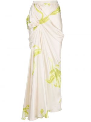 Fusta lunga de mătase cu model floral cu imagine Erika Cavallini