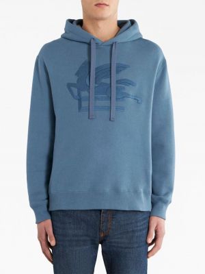 Medvilninis siuvinėtas džemperis su gobtuvu Etro mėlyna