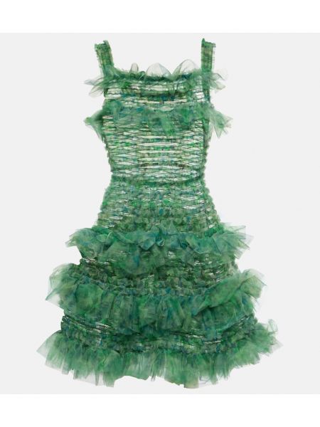 Μίντι φόρεμα με βολάν Susan Fang πράσινο