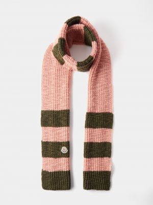 Шерстяной шарф в полоску Moncler розовый
