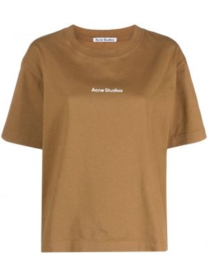 Raštuotas marškinėliai Acne Studios ruda