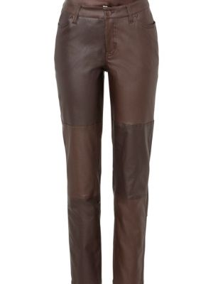 Кожаные брюки из искусственной кожи Rainbow коричневые