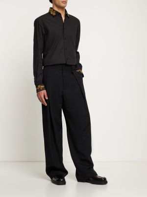 Camicia di cotone con stampa Versace Jeans Couture nero