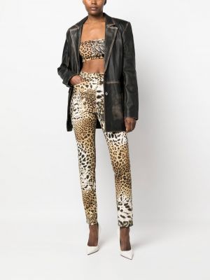 Leopardí kalhoty s potiskem Roberto Cavalli hnědé