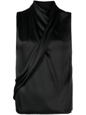 Ujjatlan selyem szatén felső Giorgio Armani fekete