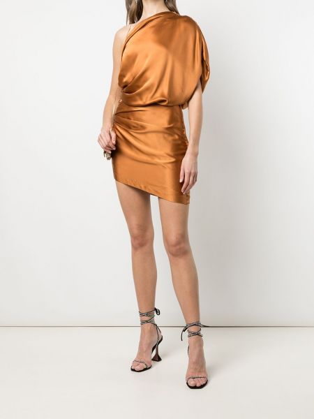 Hedvábné mini šaty Michelle Mason oranžové