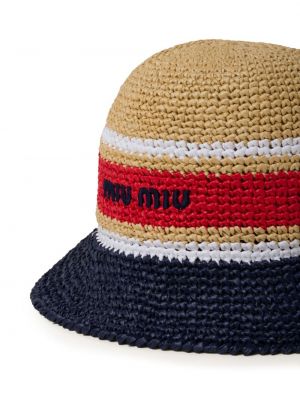 Pletený klobouk s výšivkou Miu Miu