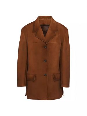 Замшевый пиджак Prada коричневый