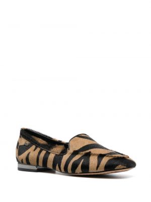 Leopardí kožené loafers s potiskem Dkny