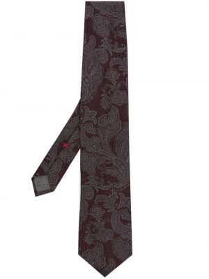 Hedvábná kravata s paisley potiskem Brunello Cucinelli červená