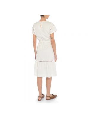 Vestido midi de algodón manga corta A.p.c. blanco