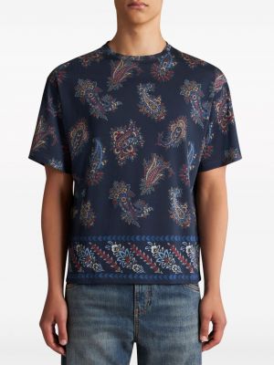 T-shirt en coton à imprimé à imprimé paisley Etro bleu