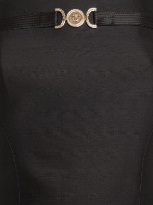 Hedvábné vlněné dlouhé šaty Versace černé