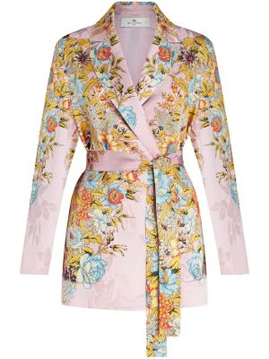 Svilena jakna s cvetličnim vzorcem iz žakarda Etro roza