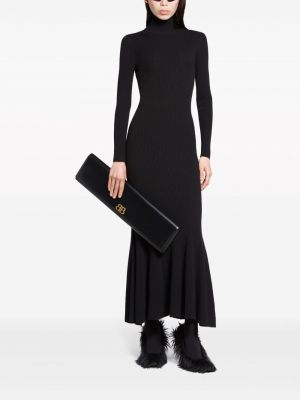 Kašmírové dlouhé šaty Balenciaga černé