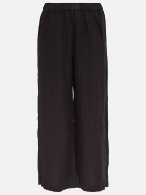 Sametové lněné kalhoty Velvet černé