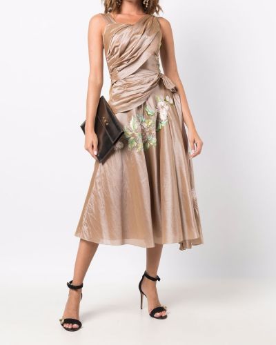 Vestido con bordado de flores drapeado Christian Dior