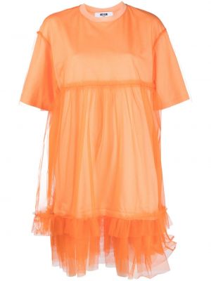 Памучна коктейлна рокля от тюл Msgm оранжево