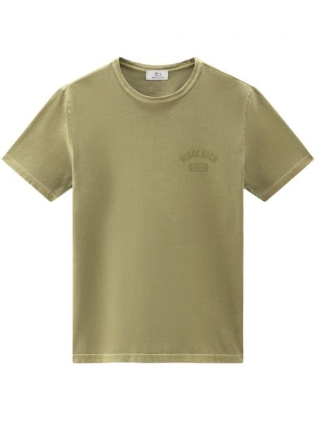 Bavlnené tričko s potlačou Woolrich zelená