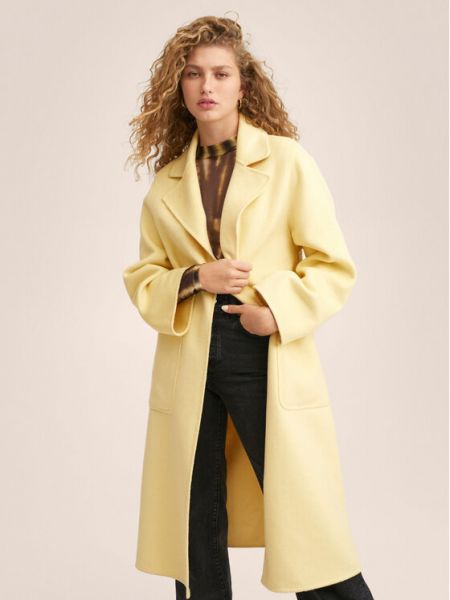 Oversize płaszcz wełniany Mango, żółty